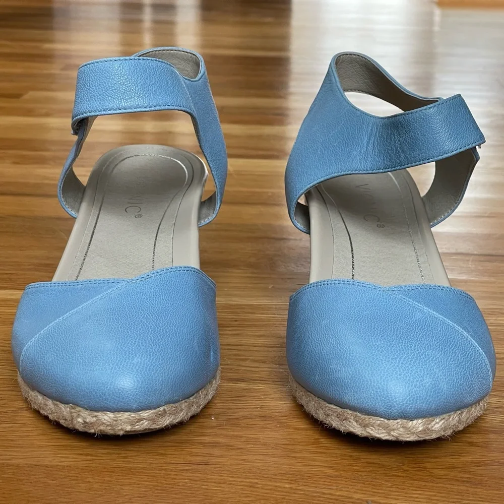 Vionic Blue Espadrille Wedge Sandals